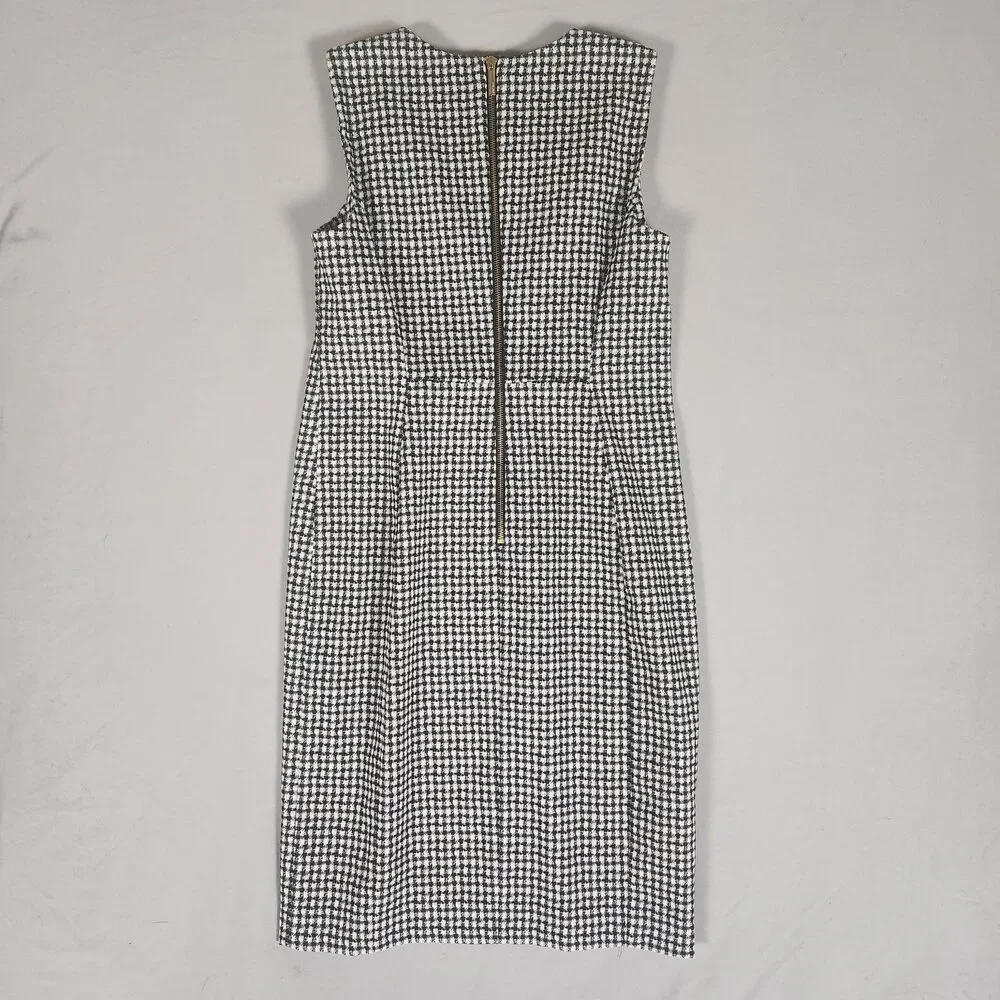 Calvin Klein Sheath Dress Size 12 Black White Houndstooth Sleeveless Zip - Picture 3 of 8